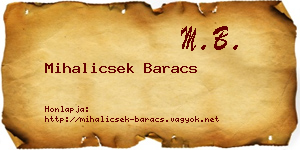 Mihalicsek Baracs névjegykártya